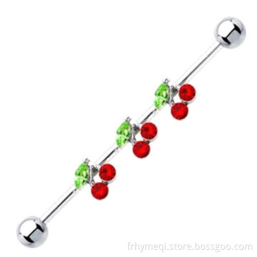 316L Stainless Steel Cherry Industrial Barbell Body Jewelry